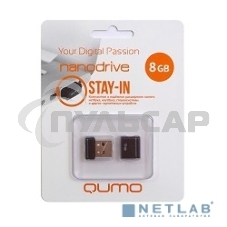 Флешка USB 2.0 QUMO 8 Gb, NANO QM8GUD-NANO-B черный
