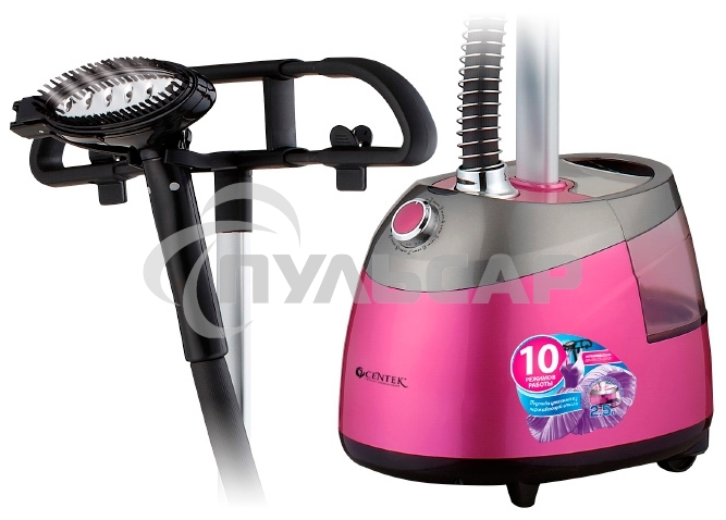 Отпариватель напольный Centek CT-2379 (розовый) 2200Вт, 2.5л БОЛЬШОЙ БАК, 40г/мин,10 режимов, алюм.ш