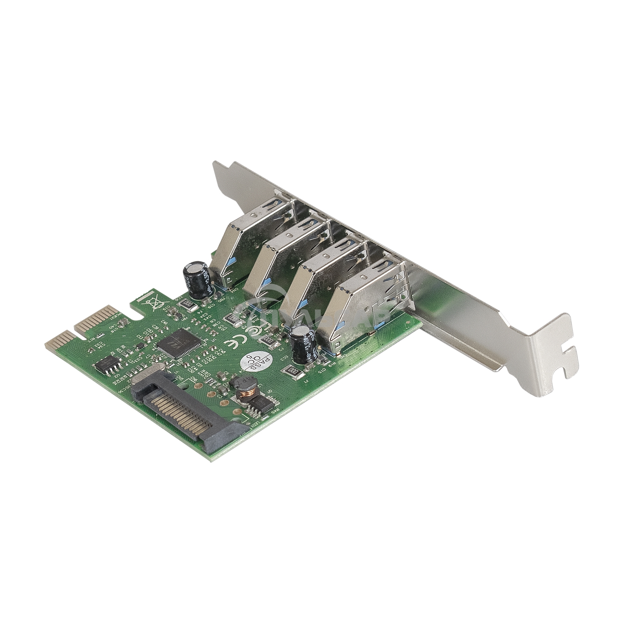 Контроллер ExeGate EXE-314 PCI-E 2.0, 4*USB 3.0 ext, разъем доп.питания (OEM)