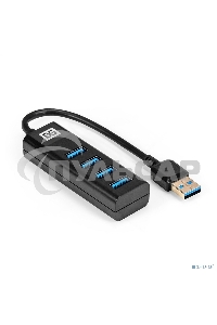 Хаб USB (концентратор) 4-в-1 ExeGate DUB-4TP (кабель-адаптер USB3.0 --> 4xUSB3.0, Plug&Play, черный)
