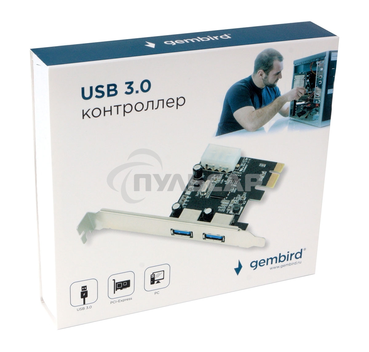 Контроллер USB Gembird SPCR-01, в PCI, порты: 2 внешн. USB 3.0