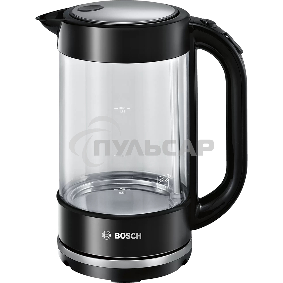 Чайник электрический Bosch TWK70B03 1.7л. 2400Вт черный (корпус: стекло)