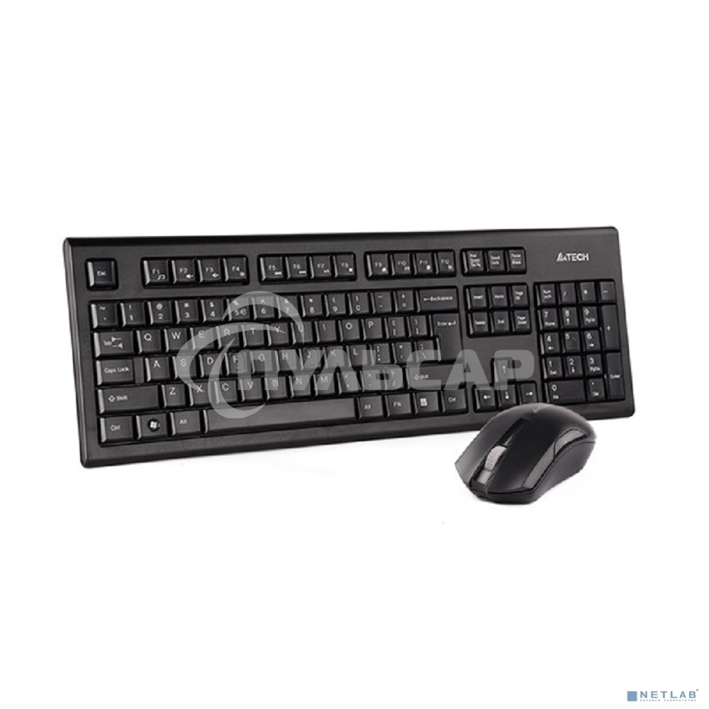Комплект клавиатура + мышь A4Tech 3000NS клав:черный мышь:черный USB беспроводная Multimedia