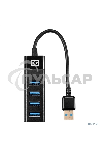 Хаб USB (концентратор) 4-в-1 ExeGate DUB-4TP (кабель-адаптер USB3.0 --> 4xUSB3.0, Plug&Play, черный)