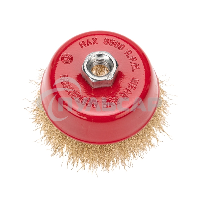 Щетка чашечная для УШМ латунированная проволока 100 мм М14 Kranz