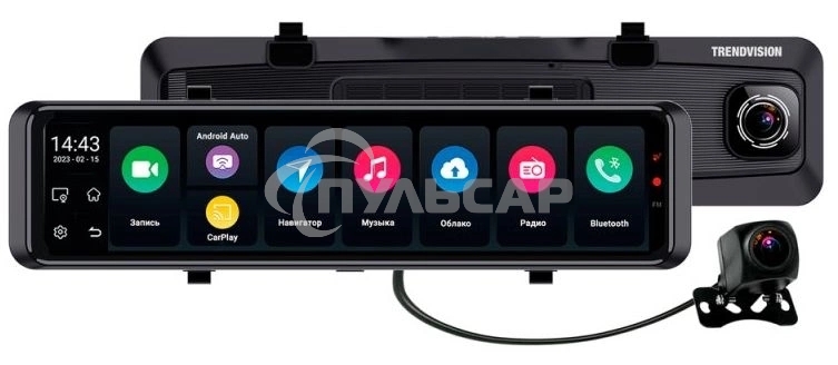 Видеорегистратор TrendVision aMirror 15 Android UNIVERSE черный 1080x1920 1080p 140гр. GPS внутренняя память:64Gb UIS8581A