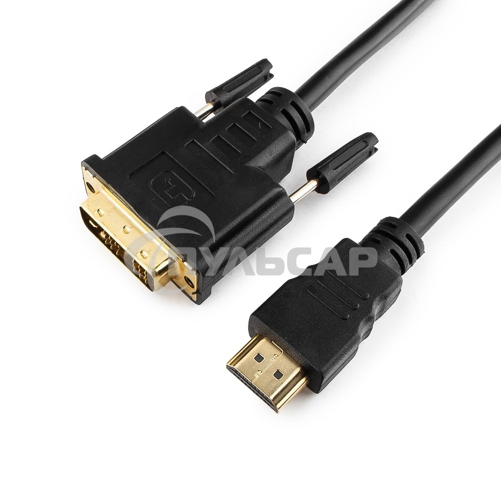 Кабель HDMI-DVI Cablexpert CC-HDMI-DVI-15, 19M/19M, single link, медь, позол.разъемы, экран, 4.5м, черный, пакет