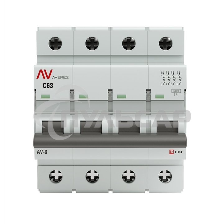 Выключатель автоматический Averes AV-6 (С) 4P 63А 6kA