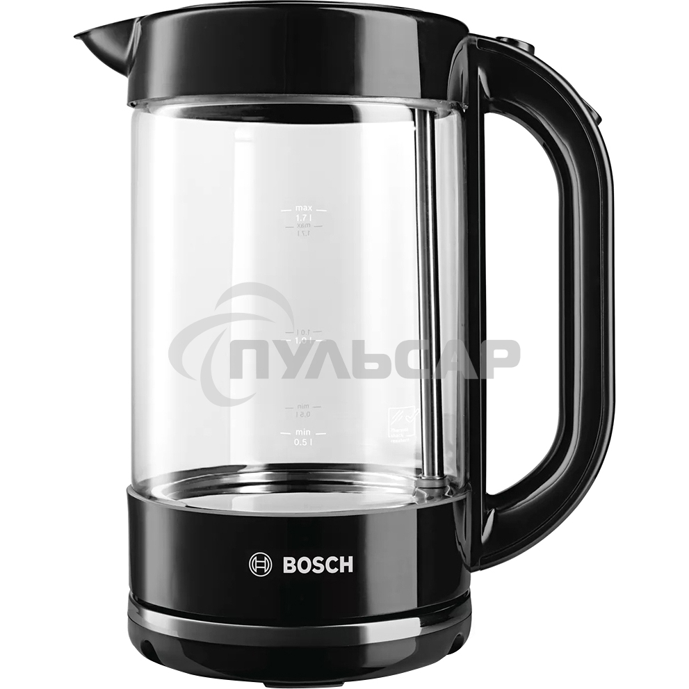 Чайник электрический Bosch TWK70B03 1.7л. 2400Вт черный (корпус: стекло)