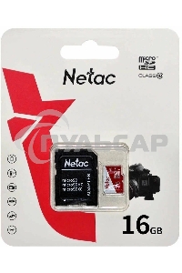 Флеш карта Netac P500 ECO 16Gb MicroSDHC C10 up to 80Mb/s, retail pack with SD Adapter