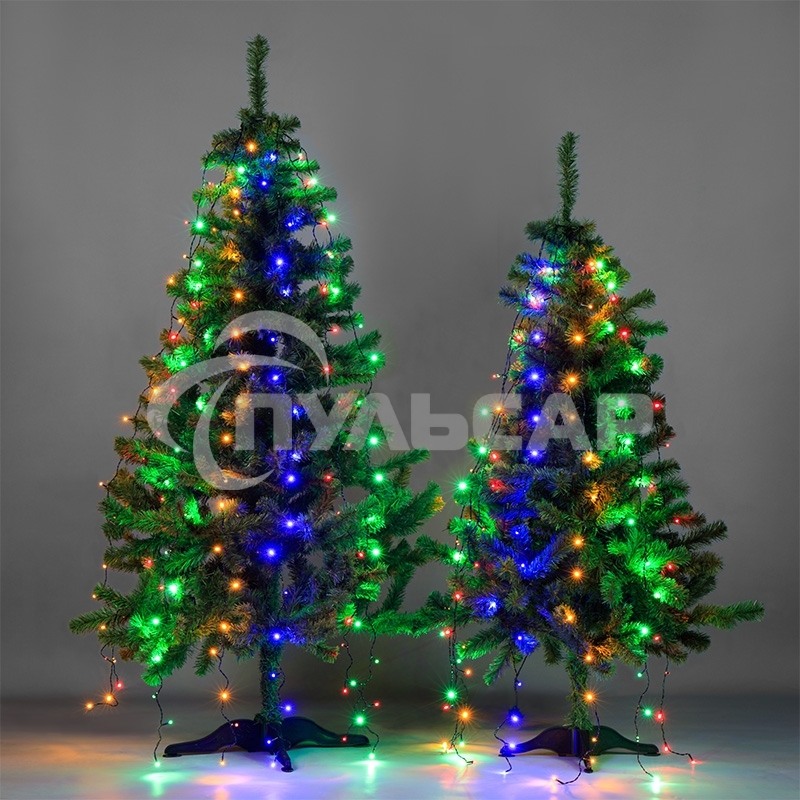 Елочная гирлянда с кольцом Neon-night, 7 нитей по 1,8 метра, цвет диодов мультиколор, не соединяется