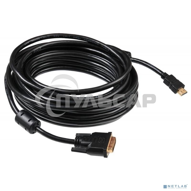 Кабель Buro HDMI-19M-DVI-D-10m 24M/19M 10м позол/ферритовые кольца