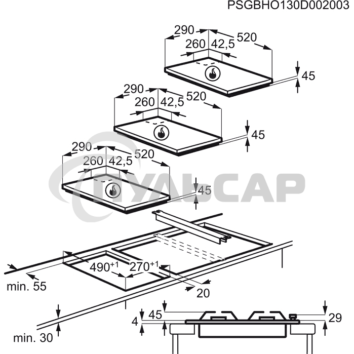 Газовая варочная панель Electrolux EGC3322NVK черный