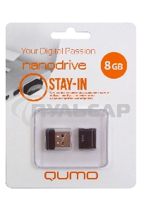 Флешка USB 2.0 QUMO 8 Gb, NANO QM8GUD-NANO-B черный