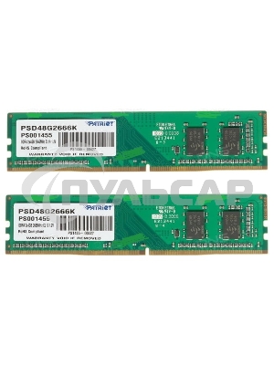 Оперативная память Patriot Signature, DDR4, 8Gb (2x4 Gb), 2666 MHz, CL19, DIMM