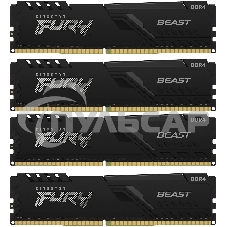 Оперативная память Kingston Fury Beast, DDR4, 32Gb (4x8GB), 3600MHz, CL17, DIMM, с радиаторами, черный