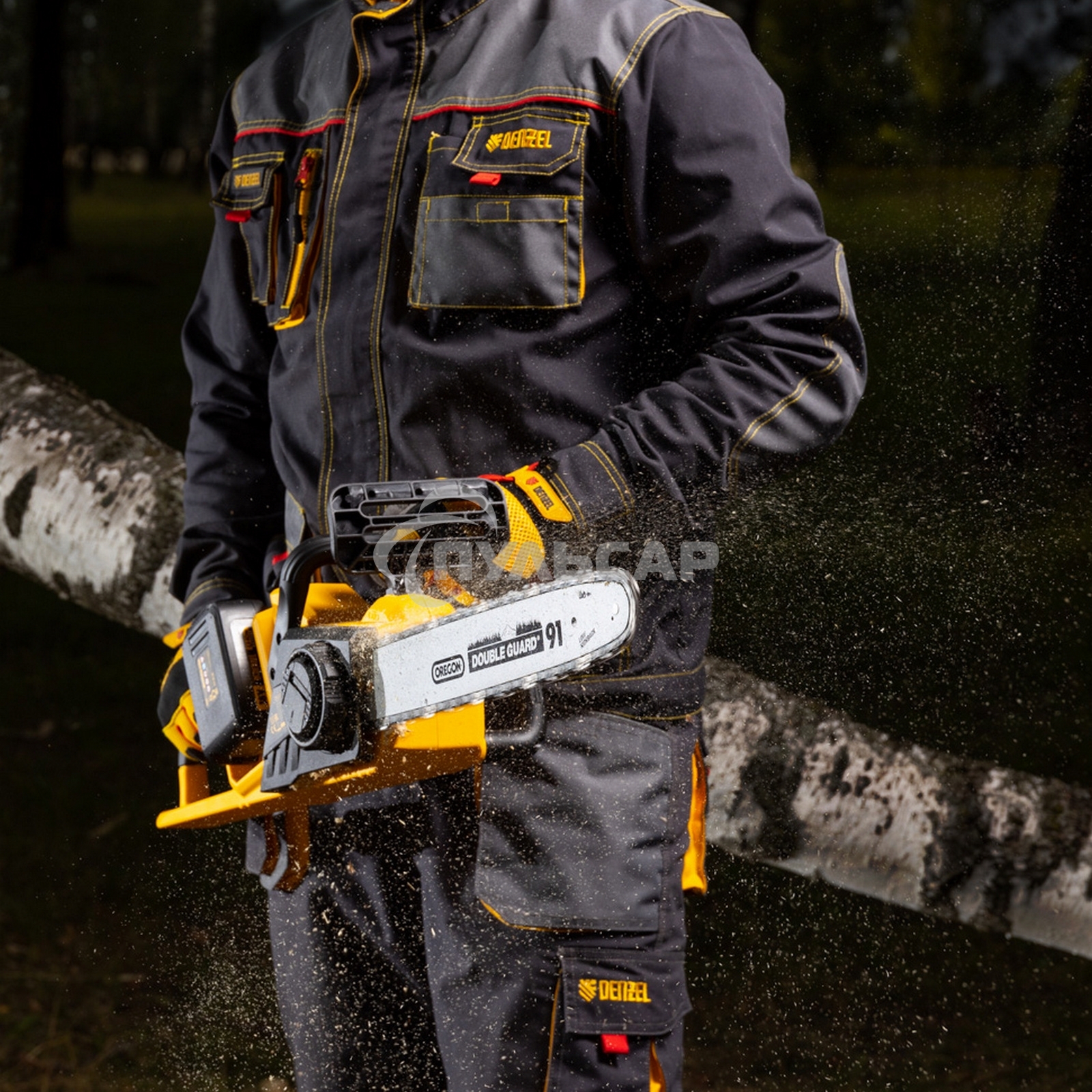 Цепная пила аккумуляторная бесщет. Denzel RCS400-36, Li-ion, 36 В, 4 А·ч, шина 400 мм/ 58610