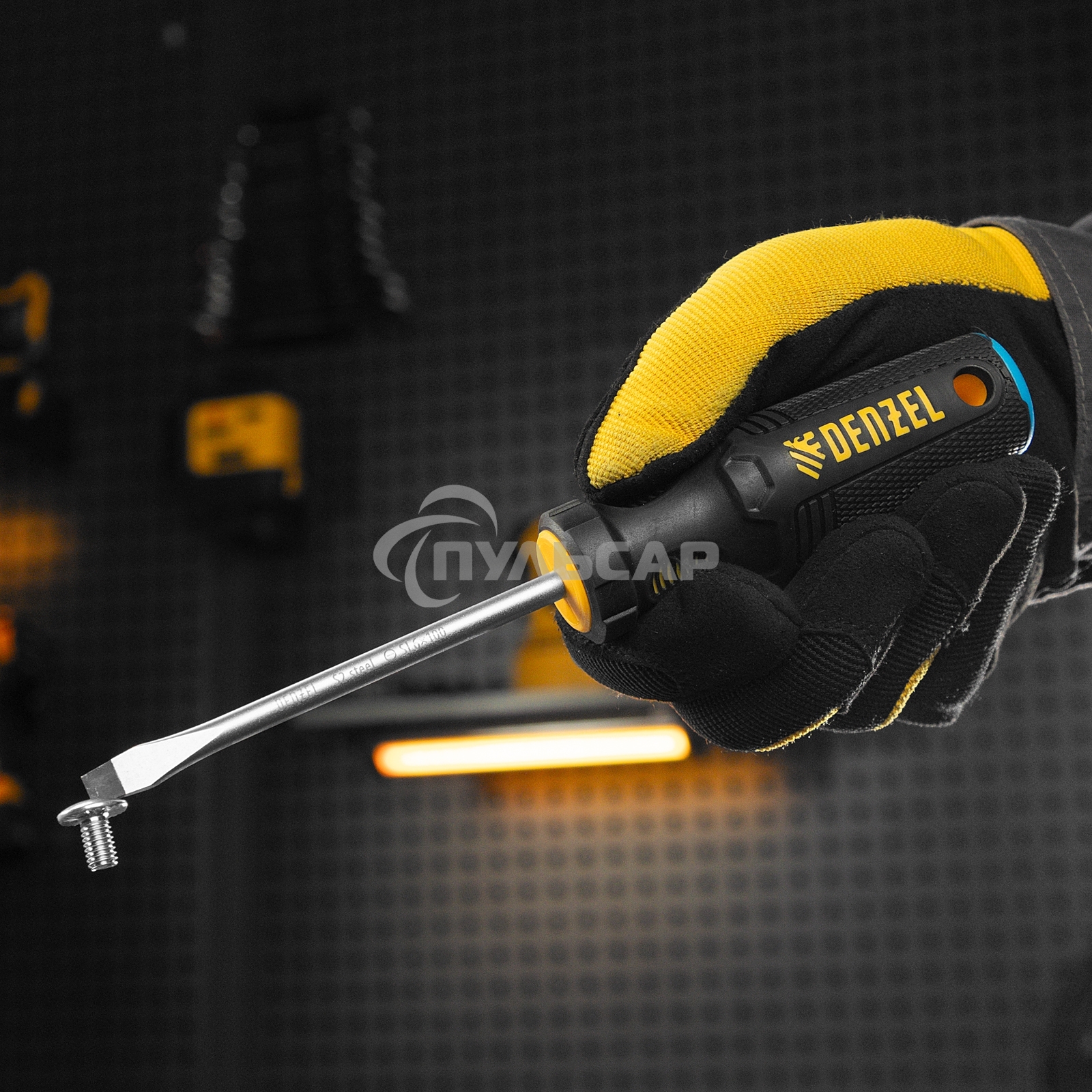 Отвертка Denzel SL6x100 мм, S2, 3к рукоятка