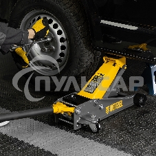 Домкрат гидравлический подкатной Denzel 3 т, 125-470 мм, быстрый подъем, проф. 51260