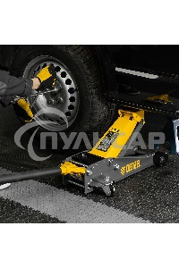 Домкрат гидравлический подкатной Denzel 3 т, 125-470 мм, быстрый подъем, проф. 51260