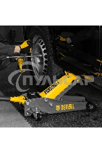 Домкрат гидравлический подкатной Denzel 3 т, 125-470 мм, быстрый подъем, проф. 51260