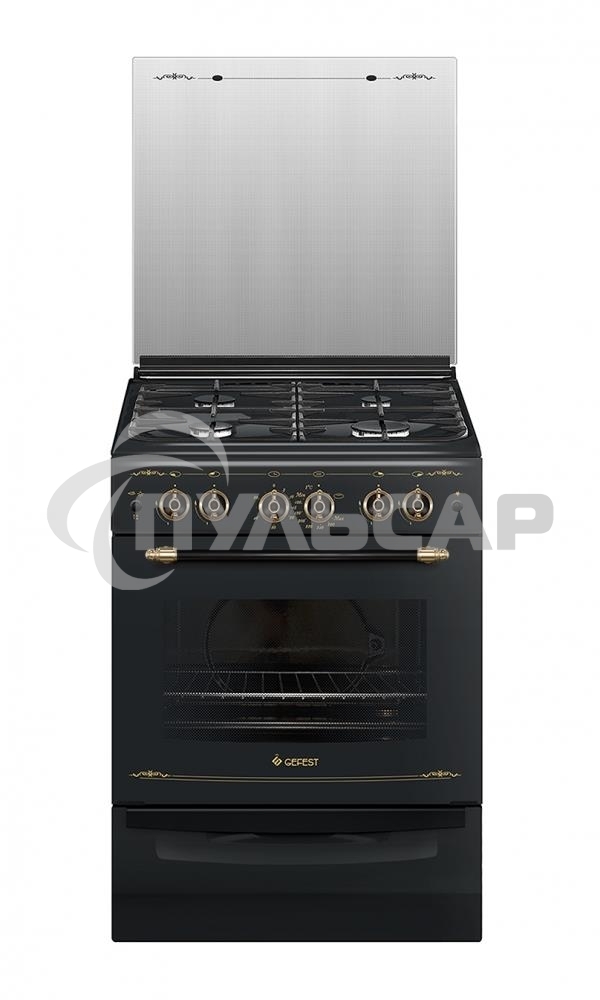 Плита газовая Gefest ПГ 6100-02 0183 черный, конфорок 4 шт, духовка 52 л, 60 см x 85 см x 60 см