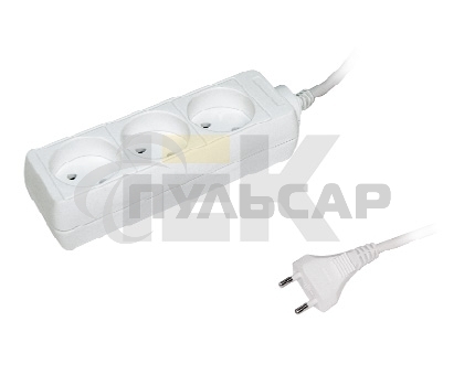 Удлинитель 3х3м без заземл. 10А IP20 У3 2P ИЭК WYP10-06-03-03-N