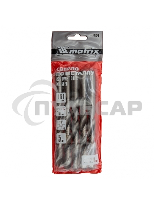 Сверло по металлу Matrix, 12 мм, полированное, HSS, 5 шт. цилиндрический хвостовик