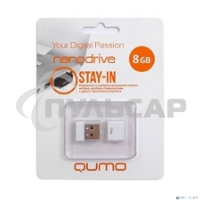 Флешка USB 2.0 QUMO 8 Gb, NANO QM8GUD-NANO-W белый