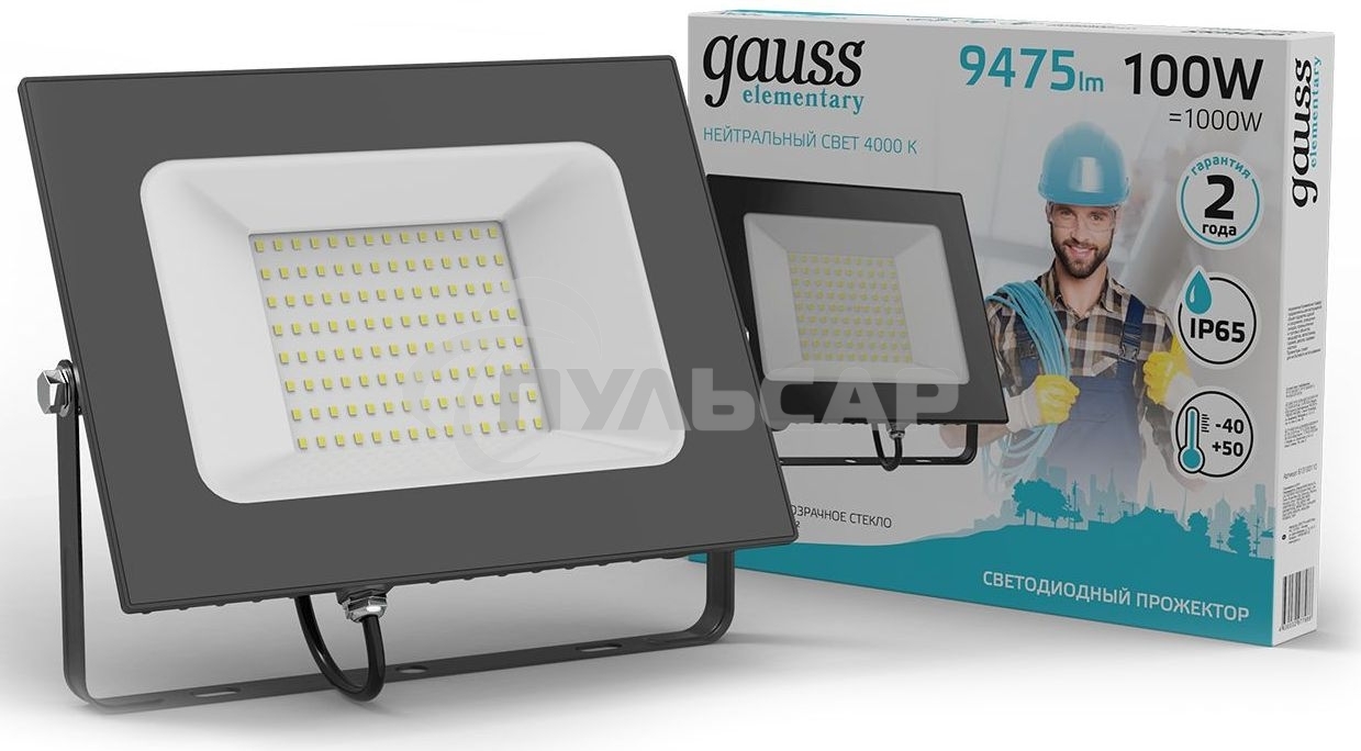 Прожектор уличный Gauss Elementary светодиодный 100Вт корп.алюм.черный