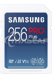 Флеш карта SDXC 256GB Samsung PRO Plus Class 10, A2, V30, UHS-I (U3), W 130 МБ/с, R 180 МБ/с, <MB-SD256S/EU>