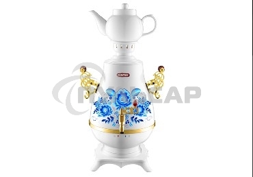 Самовар Centek СТ-0092 A (белый+рисунок+золото), 4.0л, 2300Вт, поддерж.t + LED индикатор, керам зав.