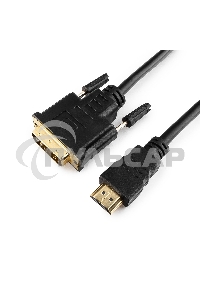 Кабель HDMI-DVI Cablexpert CC-HDMI-DVI-7.5MC, 19M/19M, single link, медь, позол.разъемы, экран, 7.5м, черный, пакет