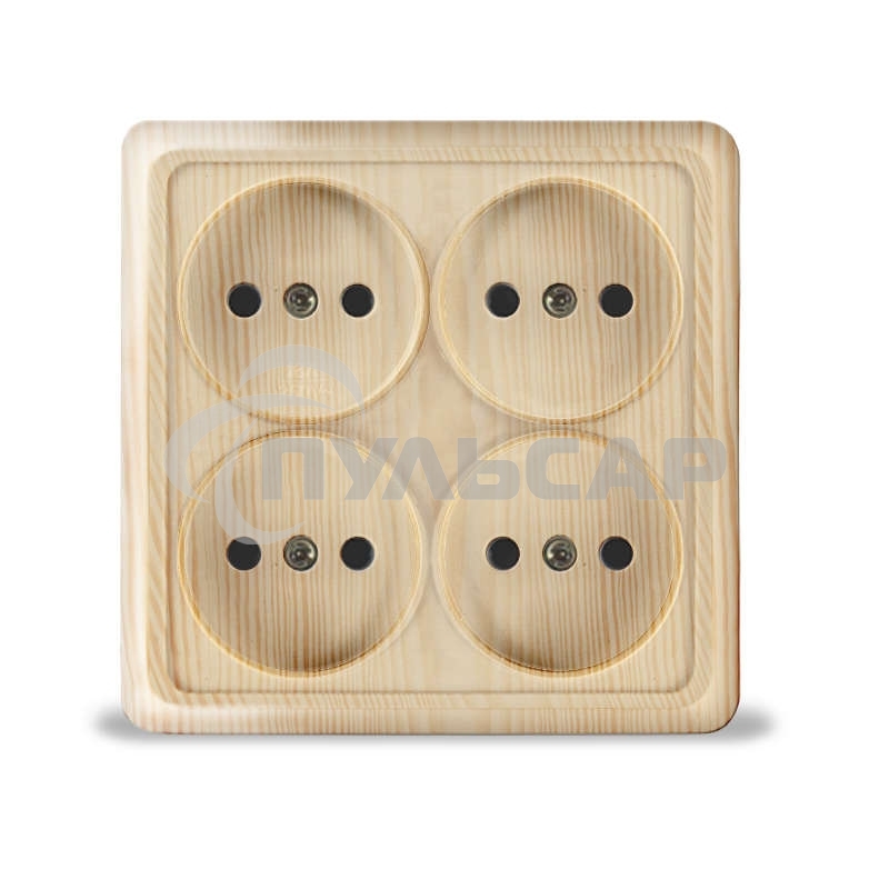 Розетка 4-м ОП Олимп без заземл. квадрат сосна UNIVersal 1176