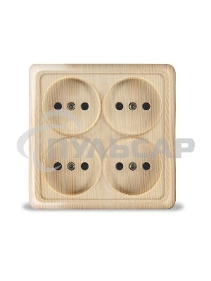 Розетка 4-м ОП Олимп без заземл. квадрат сосна UNIVersal 1176