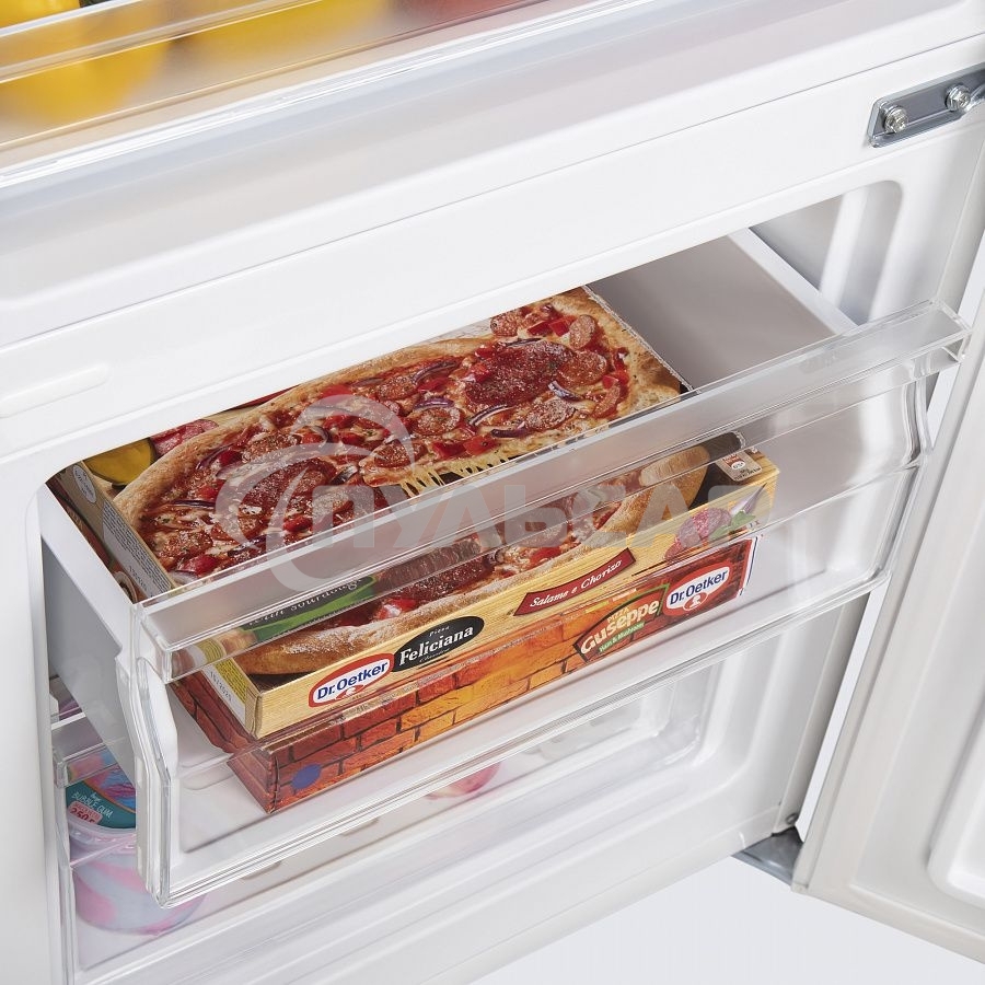 Холодильник Maunfeld MFF144SFW белый глянц. двухкамерный 154/52л морозилка снизу, ручная разморозка