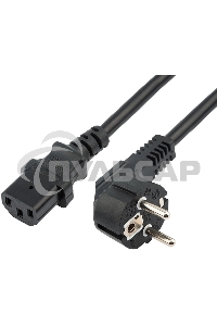 Шнур сетевой, евровилка угловая - евроразъем С13, кабель 3x0,75 мм², длина 3 метра (PVC пакет) Rexant