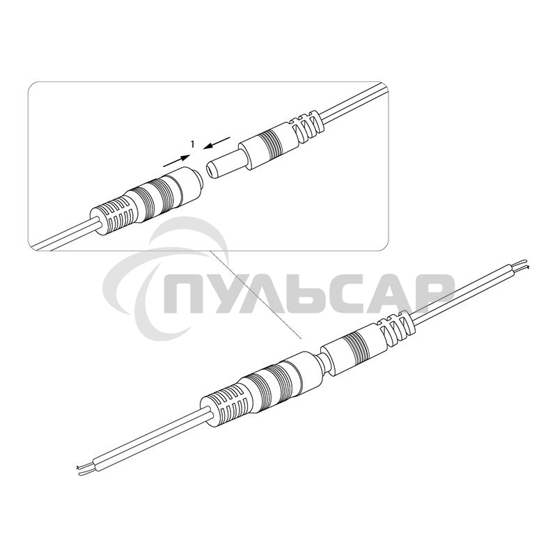 Разъем питания штекер 2.1х5.5x10 мм с проводом 20 см Rexant