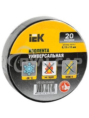 Изолента Iek UIZ-13-10-K02 0,13х15 мм черная 20 метров ИЭК