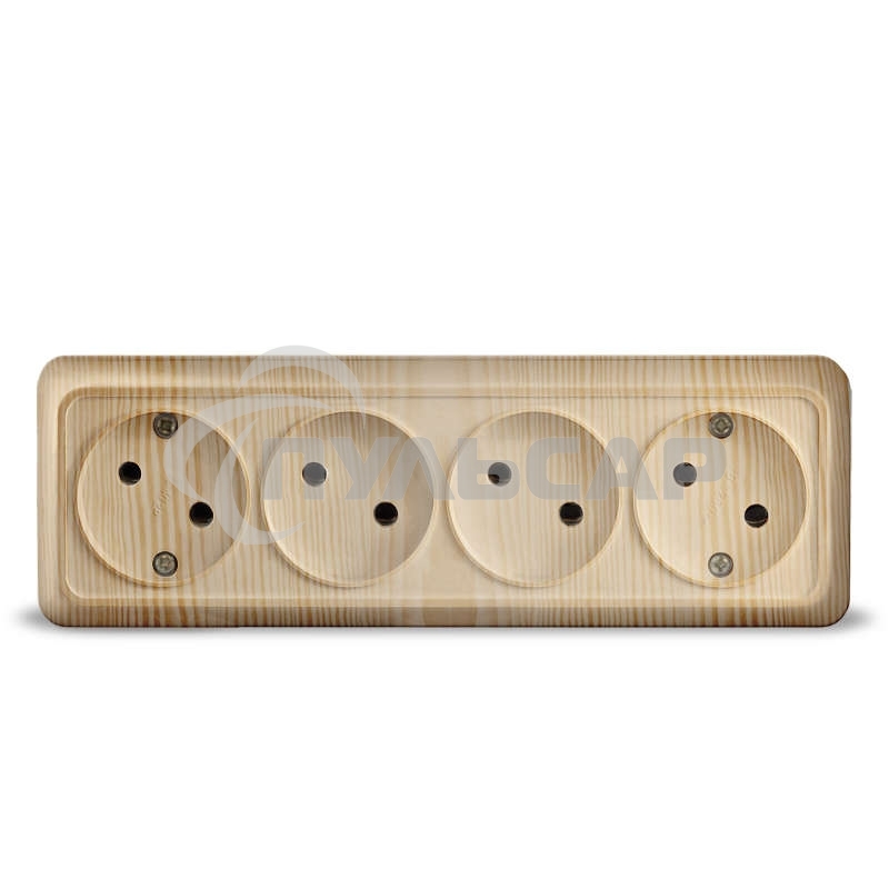 Розетка 4-м ОП Олимп без заземл. сосна UNIVersal 1174