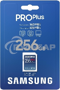 Флеш карта SDXC 256GB Samsung PRO Plus Class 10, A2, V30, UHS-I (U3), W 130 МБ/с, R 180 МБ/с, <MB-SD256S/EU>