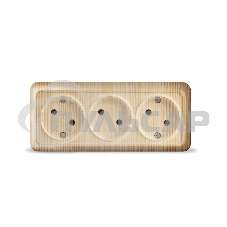 Розетка 3-м ОП Олимп без заземл. сосна UNIVersal 1172