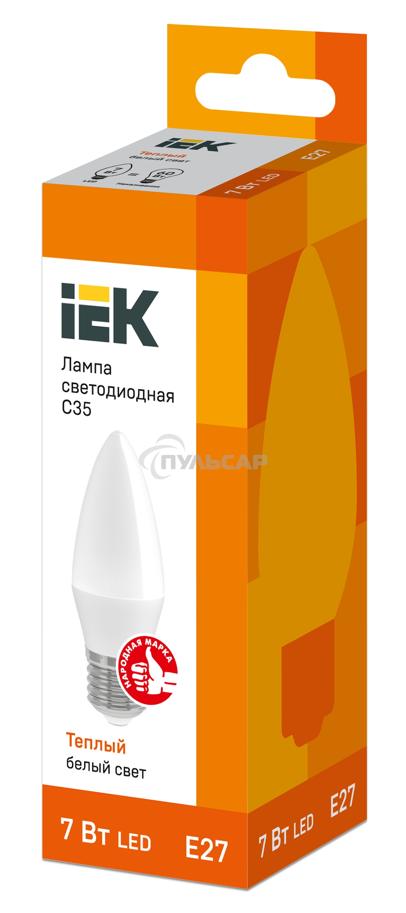 Лампа светодиодная ECO C35 свеча 7Вт 230В 3000К E27 ИЭК LLE-C35-7-230-30-E27