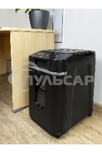 Шредер Heleos АП37-4 черный/серебристый с автоподачей (секр.P-4) фрагменты 220лист. 37лтр. скрепки скобы пл.карты