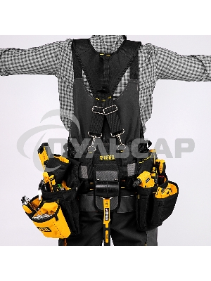 Пояс монтажника усиленный, с лямками, сумки поясные, держатель для молотка Denzel