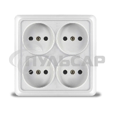 Розетка 4-м ОП Олимп без заземл. квадрат белый  UNIVersal 1164