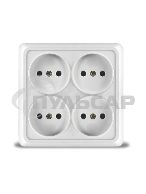 Розетка 4-м ОП Олимп без заземл. квадрат белый  UNIVersal 1164