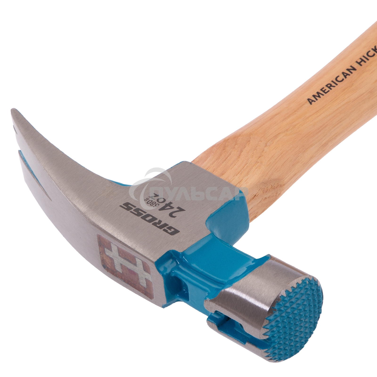 Молоток-гвоздодер, 680 г, угол 75, магнит, обрезиненная рукоятка AMERICAN HICKORY GROSS
