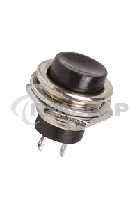 Выключатель-кнопка металл 250V 2А (2с) (ON)-OFF Ø16.2 черная Rexant