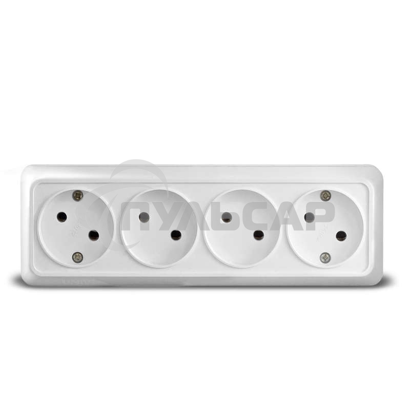 Розетка 4-м ОП Олимп без заземл. белый  UNIVersal 1162